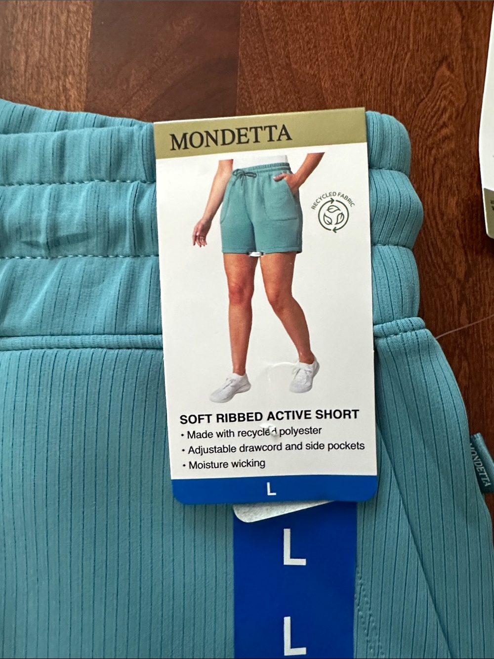 Mondetta Aqua Ribbed Drawstring Athletic Shorts - Picture 3 of 4